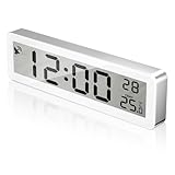 Oule GmbH funkuhr digital,Digitale wanduhr,wanduhr Funk mit DCF Zeitsignal und Thermometer mit XXL...