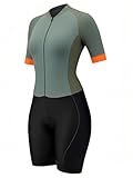 13 Style Damen Radanzug Triathlon Racing Team Jersey Einteiler Jumpsuit Kurzarm Eng Radanzug Gel-Pad...