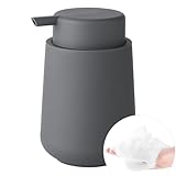 YAUKPH Handseifenspender aus Kunststoff, matt, grau, 325 ml, moderner minimalistischer Stil für Bad...