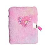 Plüschnotizbuch - abschließbares Tagebuch | Fuzzy Heart Journal | Soft Secret Writing Notebook...