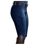 TDEOK HHMY Reithose Damen High Waist Mit Handytasche Reithose Vollbesatzhose Reitleggings Vollbesatz...