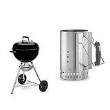 Weber 13101004 Holzkohlegrill Original Kettle E-4710, 47 cm, schwarz & 7416 Anzündkamin Rapidfire,...