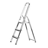 Bayersystem Aluminium-Stehleiter, 3-stufig, leicht, klappbar, tragbar, robust, breite Plattform, 150...