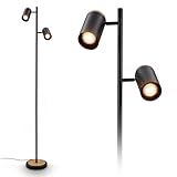 BRILONER - Stehlampe mit Kabelschalter, schwenkbare Spotköpfe, 2x GU10 Fassung, Leselampe,...
