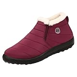 Winterstiefel Damen Wasserdicht Stiefel Damen Flach Plus Samt Damenstiefel Warm Gefüttert...