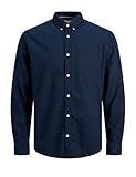 JACK&JONES Hemd Slim Fit Business Shirt mit Brusttasche Weiches Langarm Twill Oberteil JJEOXFORD,...