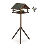 Relaxdays Vogelfutterhaus mit Ständer, wetterfestes Dach, Holz Vogelhaus, HBT: 120x62x55 cm,...