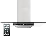 KKT KOLBE Dunstabzugshaube 90 cm | Inselhaube | Abluft Umluft | Edelstahl | schwarzes Glas | WLAN |...