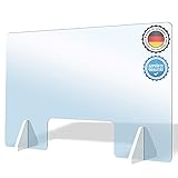 AtHaus® Spuckschutz Premium Quality Schutzscheibe aus Acrylglas 90 x 60 (BxH) cm mit Durchreiche...