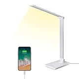 ELITUN Schreibtischlampe, LED Lamp 5 Farb 3-stufiges Dimmen tischlampe USB Ladefunktion...