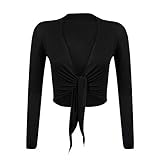 Glamexx24 Damen elegante Bolero Jäckchen Langarm Achselzucken Strickjacke BL0001, Schwarz, Gr.- S/M