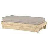 ProTuning GLAMBERGET Ausziehbares Bett mit Stauraum / 2 Matratzen, Kiefer/Vannareid extra fest,...