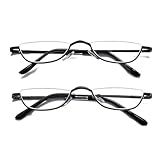 Hubeye 2 Pack Halbmond Lesebrille aus Metall für Damen und Herren Halbrahmen Lesehilfe Ultraleichte...