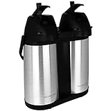 Michelino Pump Thermoskanne Doppel 2X 2L Getränkespender Kaffee Tee Pumpkanne Isolierkanne...