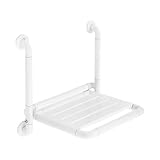 Klappbar Duschsitz, Wandmontage Duschhocker mit Armlehnen, Robust Badestuhl für Senioren, Bis 150kg...