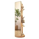 Ganzkörperspiegel mit Garderobe, 360° drehbares Design, 2 in 1 Bodenspiegel für Schlafzimmer und...