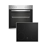 Beko BBUC12020X Einbau-Herd-Set, Multifunktionsofen mit 4 Heizarten und Glaskeramik-Kochfeld,...