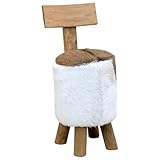 Fasba Hocker, aus Ziegenleder mit Massivholzrahmen, bequemer Sitzhocker mit Rückenlehne für...