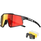 KAPVOE Polarisiert Fahrradbrille mit 4 wechselgläser TR90 Rahmen für Herren Damen Sport Radfahren...