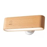 360-Degree Rotating Solid Wood Magnetic Charging Desk Lamp, No Drilling Required, Detachable,...