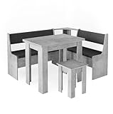 Vicco Eckbankgruppe Roman, Küchentisch, Beton/Anthrazit, 150 x 120 cm mit Tisch