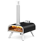 BIG HORN OUTDOORS 40,6 cm Holzpellet Brenn Pizzaofen, Pellet Pizzaofen, tragbarer Edelstahl Pizza...