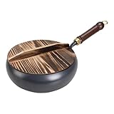 HouseVibe 27,9 cm Eisen-Wokpfanne mit Deckel für Gasherd, Restaurant, Kochtopf, Rührpfanne,...