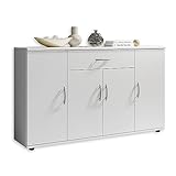 LILLY Sideboard in Weiß - Moderne Kommode mit Schublade und viel Stauraum für Wohnzimmer,...