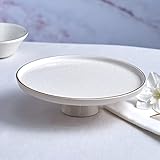 Karaca Calvin Servierteller mit Fuß 23 cm, Keramik, Perfekt zum Anrichten und als Deko,...