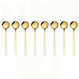 Latte-Löffel, 13,4 cm, Edelstahl, Rührlöffel, Kaffeelöffel, kleiner runder Teelöffel für...