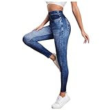 Gellmall Damen Jeansoptik Leggings High Waist Jeggings Elastic Jeans Frauen Lange Skinny Hosen...
