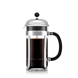 Bodum French Press Chambord - 1L / 8 Tassen Silber Kaffeebereiter - Hitzebeständiges Glas &...