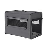 EUGAD Faltbare Hundebox B74xH56xT49cm für mittlere Hunde (Hundehöhe≤45cm&Hundelänge≤60cm)...