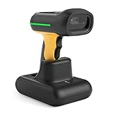 Inateck Industrial Barcode Scanner Kabellos, 2D QR Code Scanner mit intelligenter Ladestation, IP67...