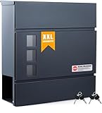 Zedelmaier XXL Briefkasten Wandbriefkasten Postkasten C4 Briefkästen mit Zeitungsfach inkl. 4...