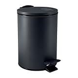 Spirella Kosmetikeimer 3L Schwarz Edelstahl mit Absenkautomatik, Anti-Fingerabdruck, Softclose,...