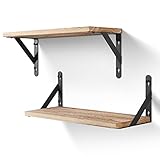 AGM Wandregal Holz, Regal Wand 2er Set, Dekorativ Regale für Wände, Tiefe 15cm, Länge 42.5cm...