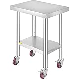 VEVOR Arbeitstisch 61 x 46 x 86 cm Edelstahl Catering Arbeitstisch 100 kg für Belastbarkeit...