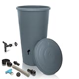 YourCasa Regentonne 160 Liter [inklusive Anschlusset & Bohrer] Regenfass Wetterfest aus Kunststoff...