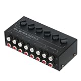 Yopeissn Passiver Stereo-Mixer mit 6 Kanälen, Mini-Audio-Mixer, Tragbarer Sound-Mixer,...