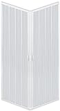Duschkabine mit Falttüren, freistehend, 80 x 80 cm, Ecke, kleinbar, weiß pastell