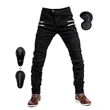 oFzimTo, Herren-Motorradhose mit Protektoren, elastische Motorradjeans mit Schutzabdeckung der...