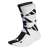 adidas Unisex AEROREADY Crew Logo Brand Love Socks 2 Pairs, White / Black, 42-45