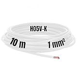 Kalitec 10 Meter H05V-K 1 mm² weiß Verdrahtungsleitung I Aderleitung flexibel I PVC Einzelader I...