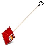 SHW-FIRE | Schneeschieber 40 cm breit, robuster Holzstiel, Schaufel aus Kunststoff, und...
