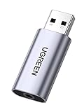 UGREEN USB Externe Soundkarte 2 in 1 auf 3,5 mm Buchse Klinken Audio Adapter USB zu Klinke, für...