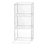 QWORK® 3 Stück Schuhboxen Stapelbar, Transparente Kunststoffboxen mit Magnetverschluss,...