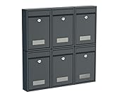 BASI | 6er Set Briefkasten | Wandbriefkasten Kompaktbriefkasten | DIN B5 | Namensschild jeweils 2...