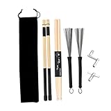 minkissy Schlagzeug Sticks mit Stimmwerkzeug und Drahtbesen Zubehör für Schlagzeuger mit...