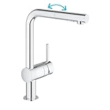 GROHE Minta, Küchenarmatur 2 Strahlarten (Wasserhahn Küche mit ausziehbarer Dualbrause, 360°...